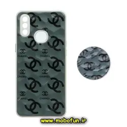 قاب گوشی Galaxy A10S سامسونگ شش ضلعی طرح دار چنل CHANEL محافظ لنز دار پاپ سوکت دار کد 688