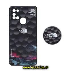 قاب گوشی Galaxy A21S سامسونگ شش ضلعی طرح دار THE NORTH FACE محافظ لنز دار پاپ سوکت دار کد 804