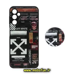 قاب گوشی Galaxy A14 4G - Galaxy A14 5G سامسونگ شش ضلعی طرح دار OFF-WHITE محافظ لنز دار پاپ سوکت دار کد 604