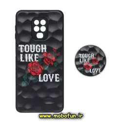 قاب گوشی Redmi Note 9S - Redmi Note 9 Pro شیائومی شش ضلعی طرح دار گل قرمز محافظ لنز دار پاپ سوکت دار کد 1003