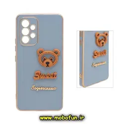 قاب گوشی Galaxy A33 5G سامسونگ طرح ژله ای مای کیس SWEET گلد لاین دور طلایی عروسکی سه بعدی محافظ لنز دار آبی فیلی کد 599
