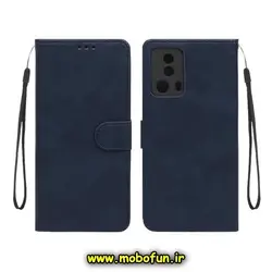 کیف گوشی Xiaomi 13 Lite شیائومی مگنتی طرح چرم کتابی محافظ لنزدار سرمه ای کد 42