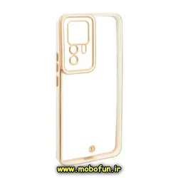 قاب گوشی Xiaomi 12T - Xiaomi 12T Pro شیائومی طرح الکتروپلیتینگ ژله ای شفاف اورجینال محافظ لنز دار شیشه ای سفید کد 210