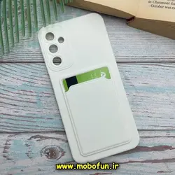 قاب گوشی Galaxy A24 4G سامسونگ سیلیکونی جا کارتی دار محافظ لنز دار سفید کد 364
