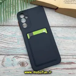 قاب گوشی Galaxy A14 4G - Galaxy A14 5G سامسونگ سیلیکونی جا کارتی دار محافظ لنز دار سرمه ای کد 661