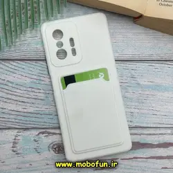 قاب گوشی Xiaomi Mi 11T - Mi 11T Pro شیائومی سیلیکونی جا کارتی دار محافظ لنز دار سفید کد 697