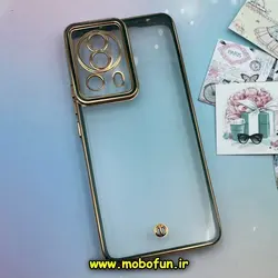 قاب گوشی Xiaomi 13 Lite شیائومی طرح الکتروپلیتینگ ژله ای شفاف اورجینال محافظ لنز دار شیشه ای سبز تیره کد 69