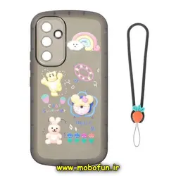 قاب گوشی Galaxy A54 5G سامسونگ طرح ژله ای شفاف بالشتی سه بعدی عروسکی برجسته محافظ لنز دار آویز دار مشکی کد 708