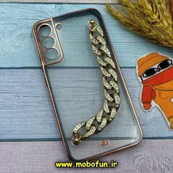 قاب گوشی Galaxy S22 Plus سامسونگ طرح الکتروپلیتینگ ژله ای شفاف اورجینال دستبندی کارتیر محافظ لنز دار سرمه ای کد 65