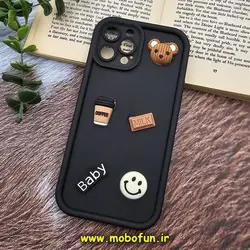 قاب گوشی iPhone 12 Pro Max آیفون طرح سیلیکونی ژله ای سه بعدی برجسته عروسکی COFFEE Baby محافظ لنز دار مشکی کد 767