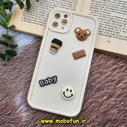 قاب گوشی iPhone 11 Pro Max آیفون طرح سیلیکونی ژله ای سه بعدی برجسته عروسکی COFFEE Baby محافظ لنز دار کرم کد 678