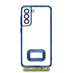 قاب گوشی Galaxy S21 FE سامسونگ طرح الکتروپلیتینگ مگ سیف ژله ای شفاف اورجینال یونیک کیس Unique Case محافظ لنز دار سرمه ای کد 735