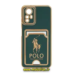 قاب گوشی Redmi Note 12S شیائومی طرح ژله ای مای کیس گلد لاین دور طلایی محافظ لنز دار جا کارتی دار سبز تیره کد 180