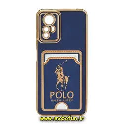 قاب گوشی Redmi Note 12S شیائومی طرح ژله ای مای کیس گلد لاین دور طلایی محافظ لنز دار جا کارتی دار سرمه ای کد 177