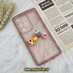 قاب گوشی Galaxy S23 Ultra سامسونگ طرح ژله ای شفاف بالشتی سه بعدی عروسکی محافظ لنز دار گلبهی کد 307