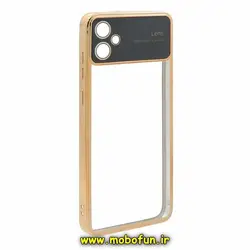 قاب گوشی Galaxy A05 سامسونگ طرح الکتروپلیتینگ ژله ای شفاف اورجینال Camera Lens محافظ لنز دار طلایی کد 40