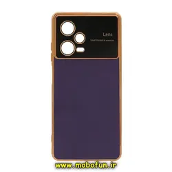قاب گوشی Redmi Note 12 Pro 5G شیائومی طرح ژله ای مای کیس گلد لاین اورجینال Camera Lens دور طلایی محافظ لنز دار بنفش کد 164