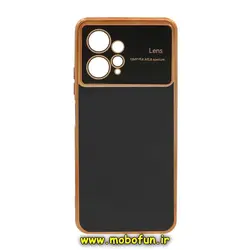 قاب گوشی Redmi Note 12 4G شیائومی طرح ژله ای مای کیس گلد لاین اورجینال Camera Lens دور طلایی محافظ لنز دار مشکی کد 488
