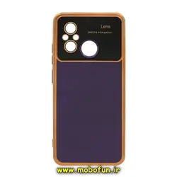 قاب گوشی Redmi 12C - Poco C55 - Redmi 11A شیائومی طرح ژله ای مای کیس گلد لاین اورجینال Camera Lens دور طلایی محافظ لنز دار بنفش کد 441
