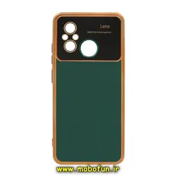 قاب گوشی Redmi 12C - Poco C55 - Redmi 11A شیائومی طرح ژله ای مای کیس گلد لاین اورجینال Camera Lens دور طلایی محافظ لنز دار سبز تیره کد 440
