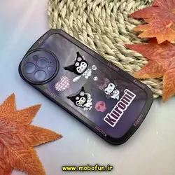 قاب گوشی iPhone 12 Pro Max آیفون طرح ژله ای شفاف بالشتی سه بعدی عروسکی محافظ لنز دار بنفش کد 817