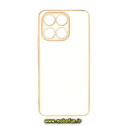 قاب گوشی Honor X6A آنر طرح ژله ای مای کیس گلد لاین دور طلایی محافظ لنز دار سفید کد 2