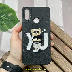 قاب گوشی Galaxy A10S سامسونگ CASETIFY ژله ای چرمی طرح تدی خرسی گلدوزی مشکی کد 780