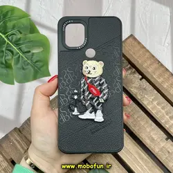 قاب گوشی Redmi A1 Plus - Redmi A2 Plus - Poco C50 شیائومی CASETIFY ژله ای چرمی طرح تدی خرسی گلدوزی مشکی کد 222