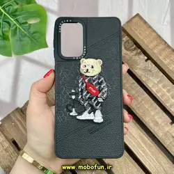 قاب گوشی Galaxy A73 سامسونگ CASETIFY ژله ای چرمی طرح تدی خرسی گلدوزی مشکی کد 880