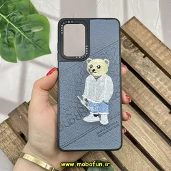 قاب گوشی Galaxy A52 4G - Galaxy A52 5G - Galaxy A52S سامسونگ CASETIFY ژله ای چرمی طرح تدی خرسی گلدوزی طوسی کد 1355