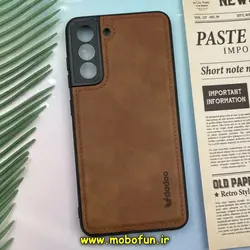 قاب گوشی Galaxy S21 FE سامسونگ اورجینال برند DADOO دادوو 2025 طرح دوخت HARD چرمی عسلی کد 1009