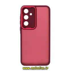 قاب گوشی Galaxy A35 سامسونگ پشت مات متال کیس دور سیلیکونی محافظ لنزدار زرشکی کد 17