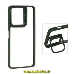 قاب گوشی Redmi 13C - Poco C65 شیائومی اورجینال متال کیس Metal اورجینال CASE PRO طرح پشت طلق شفاف دور سیلیکونی استندشو سبز کد 224