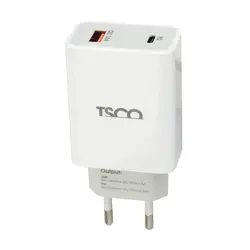 شارژر دیواری فست شارژ TSCO TTC 60 3A QC3.0 PD 27W Type-C + کابل تبدیل تایپ سی