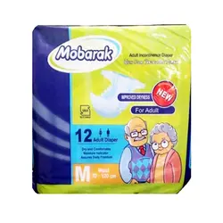 پوشینه بزرگسال چسبی مبارک سایز متوسط M بسته 12 عددی - طاوس طب