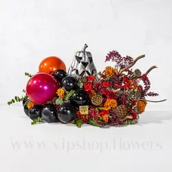 باکس گل هالووین با کدو تنبل و بادکنک :: ارسال فوری در محل