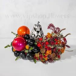 باکس گل هالووین با کدو تنبل و بادکنک :: ارسال فوری در محل