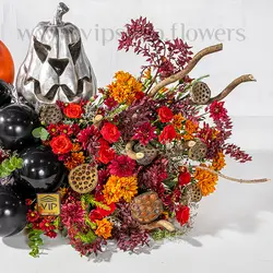 باکس گل هالووین با کدو تنبل و بادکنک :: ارسال فوری در محل