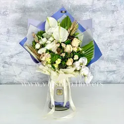 خرید دسته گل رز ارکیده و آنتوریوم با قیمت ارزان | سفارش دسته گل ارکیده | VIP Shop
