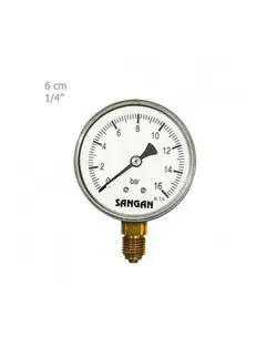 مانومتر سنگان صنعت تمام برنجی عمودی صفحه 6 سانت مدل PG1/A