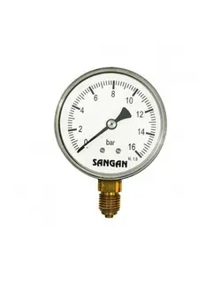 مانومتر سنگان صنعت تمام برنجی عمودی صفحه 6 سانت مدل PG1/A