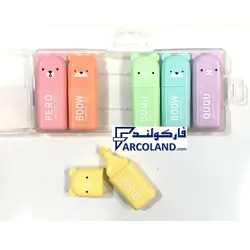 ماژیک هایلایتر بسته ای فانتزی 6 رنگ طرح خرس مدل BOOW کد RM1520-6 - فروشگاه اینترنتی فارکولند