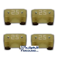 مینی فیوز خودرو دو شاخ ژاپنی اصل 25 آمپر خردلی رالیا Raliya کد R4238 | بسته 4 عددی | کوچک Mini - فروشگاه اینترنتی فارکولند