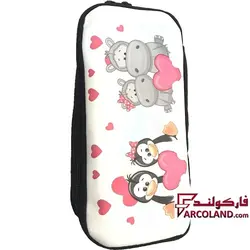 جامدادی پارچه ای متین کد 1-301 طرح جوجه و کرگدن | Matin pencil case | دو زیپ - فروشگاه اینترنتی فارکولند