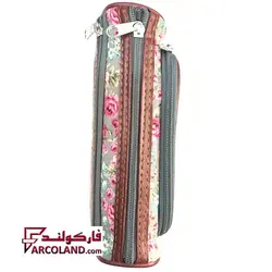 جامدادی پارچه ای متین کد 2-303 طرح گل طوسی رنگ | Matin pencil case | سه زیپ - فروشگاه اینترنتی فارکولند