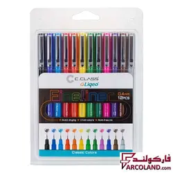 خودکار روان نویس نوک نمدی سی کلاس C.Class نوک 0.4 میلی متری مدل فاین لاینر FineLiner بسته 12 رنگ - فروشگاه اینترنتی فارکولند