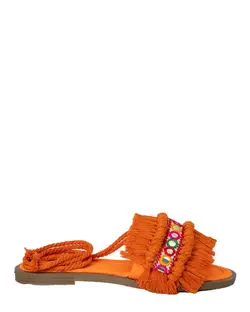 صندل زنانه مکرومه بندی نارنجی مینیمال