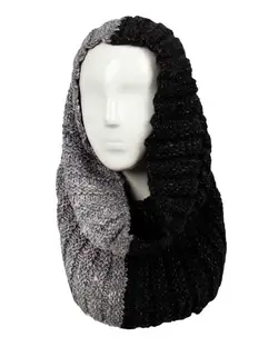 شال گردن بافت رینگی طرح ترانسفر مشکی طوسی تارتن Tartan