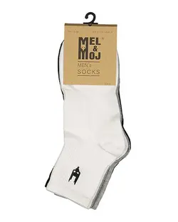 جوراب مردانه ساق کوتاه چند رنگ مل اند موژ Mel & Moj کد M06494-912 بسته 3 جفتی