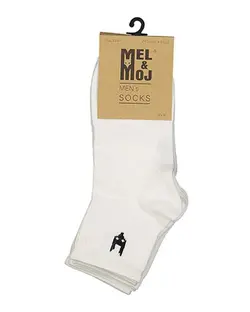 جوراب مردانه ساق کوتاه سفید مل اند موژ Mel & Moj کد M06494-002 بسته 3 جفتی